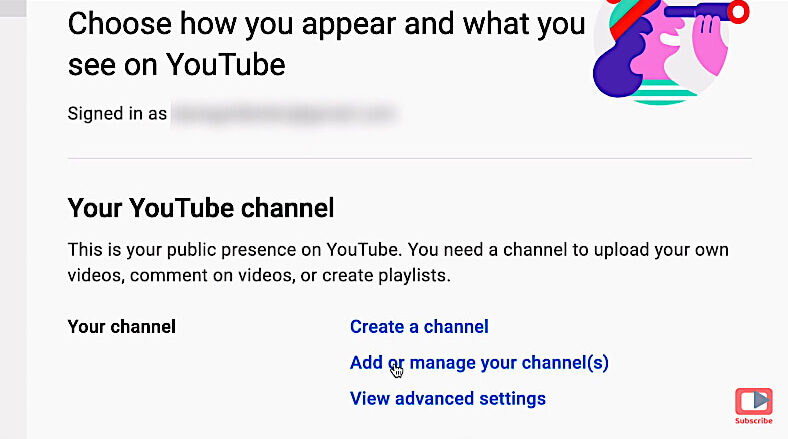 Click: "Add or manage your channel(s)."